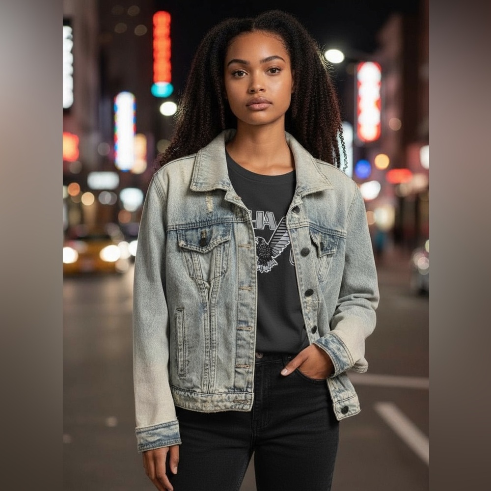 BLANKNYC Denim Light Wash Distressed Jean Jacket M